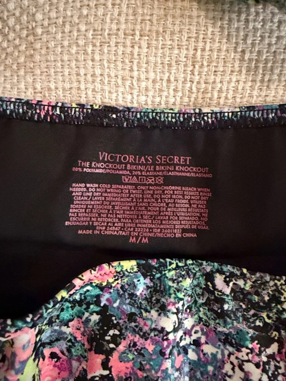 Victoria's Secret Multicolor Abstract Knockout Bikini Black Lining S Top M Botto - Picture 2 of 8